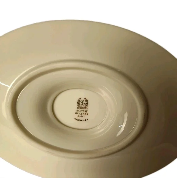 Lenox Harvest Wheat - 24k Gold Edged - Gravy Boat w/ Attached Underplate - EX!